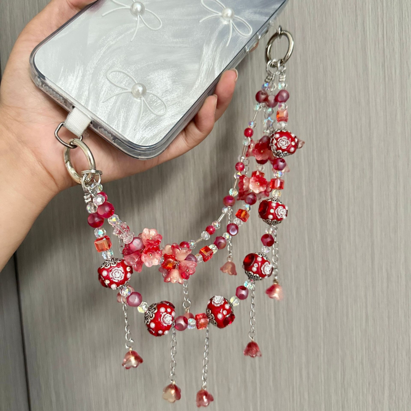 Pandantiv pentru telefonul mobil cu lanț floral - lucrat manual, materiale mixte, Ya Jewelry