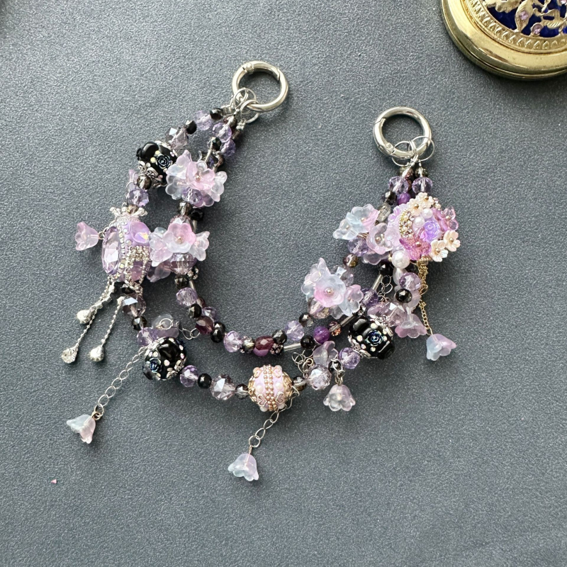 Pandantiv pentru telefonul mobil cu lanț floral - lucrat manual, materiale mixte, Ya Jewelry