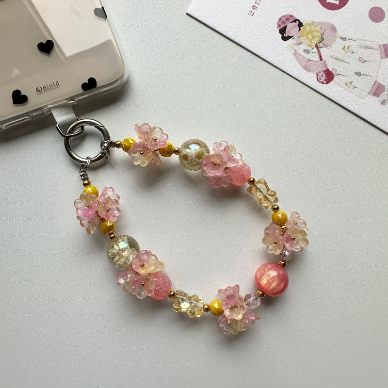 Pandantiv pentru telefonul mobil cu lanț floral - lucrat manual, materiale mixte, Ya Jewelry