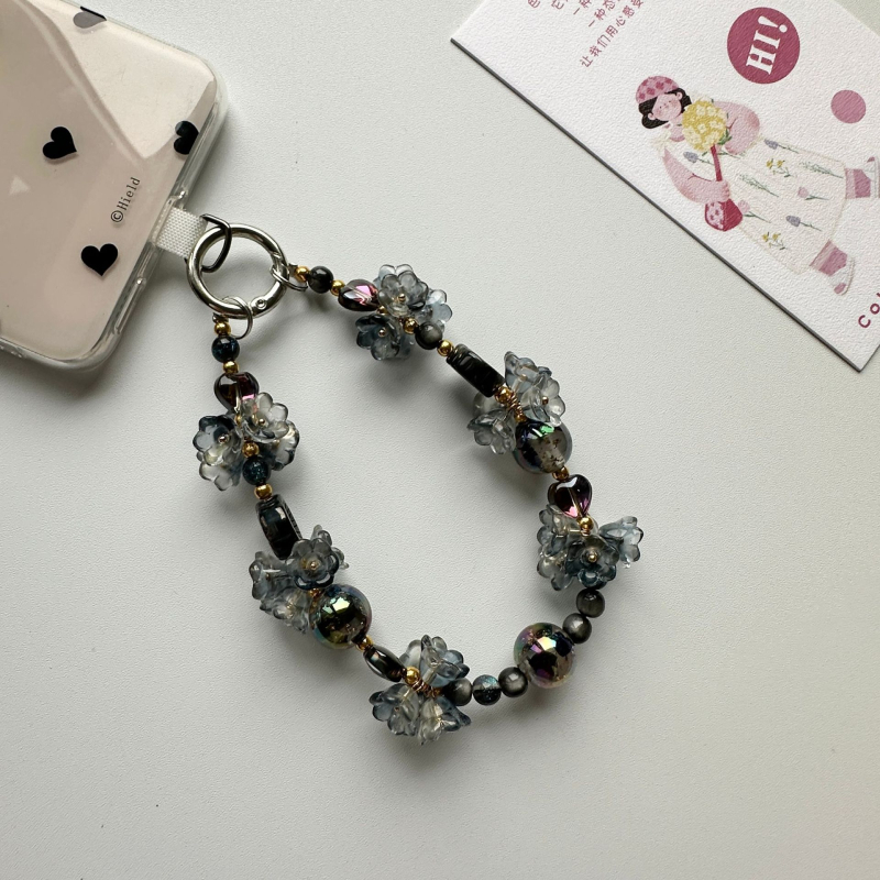 Pandantiv pentru telefonul mobil cu lanț floral - lucrat manual, materiale mixte, Ya Jewelry