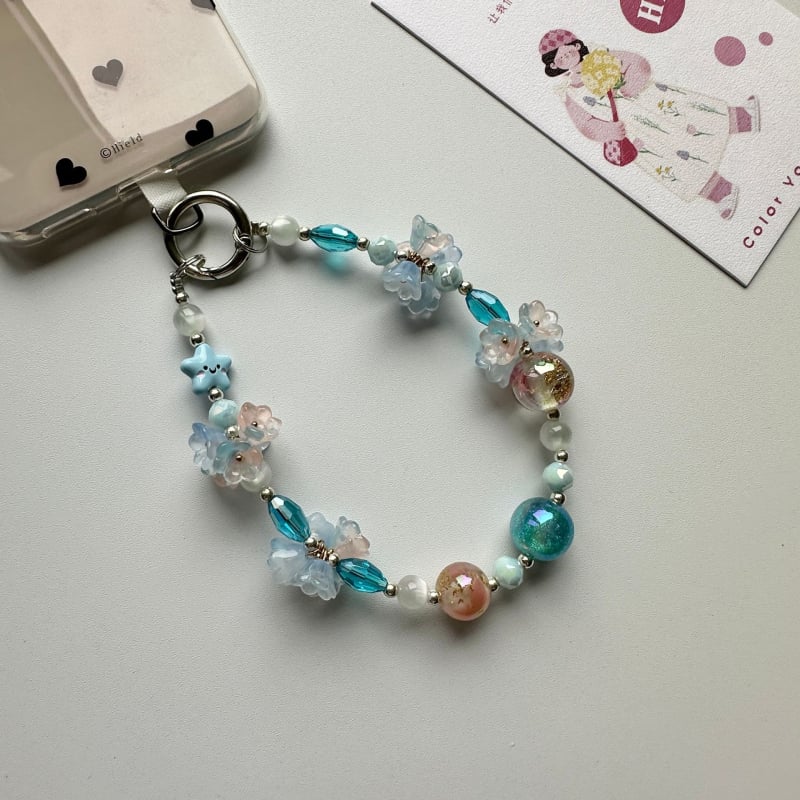 Pandantiv pentru telefonul mobil cu lanț floral - lucrat manual, materiale mixte, Ya Jewelry