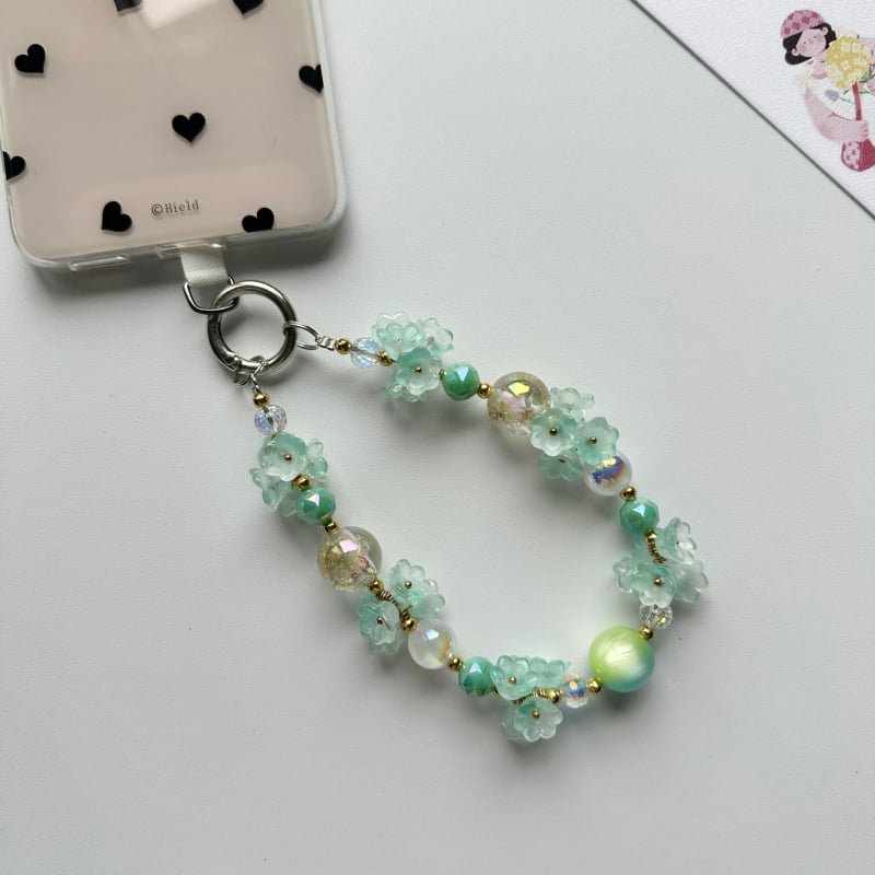 Pandantiv pentru telefonul mobil cu lanț floral - lucrat manual, materiale mixte, Ya Jewelry