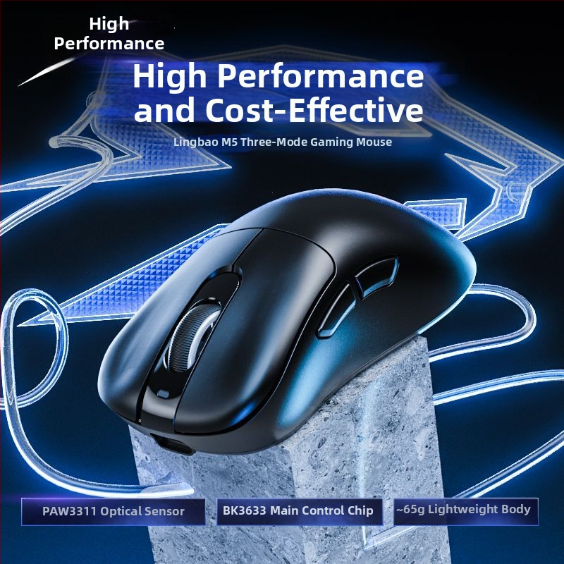 Lingbao M1pro Безжична мишка за гейминг и офис – три режима свързване: Bluetooth, 2.4G и USB, 12000 DPI, 5 бутона