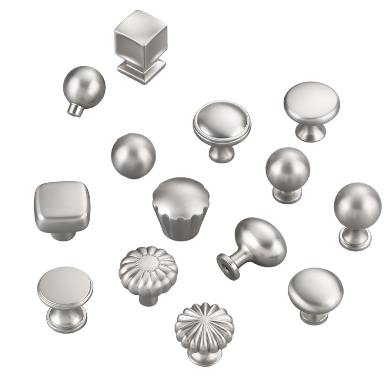 Maner ușă garderob, design rotund-oval, gaură unică, stil Nordic, aliaj zinc, finisaj mat nichelat, turnare prin matriță