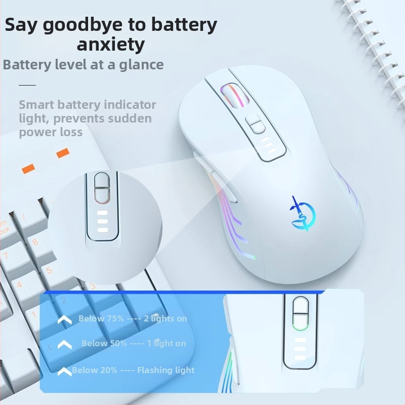 Bezvadu pele M900, 7 pogas, 2400 DPI optiskais sensora, Bluetooth 5.0 dubult režīms, uzlādējama