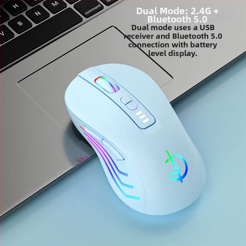 Bezvadu pele M900, 7 pogas, 2400 DPI optiskais sensora, Bluetooth 5.0 dubult režīms, uzlādējama