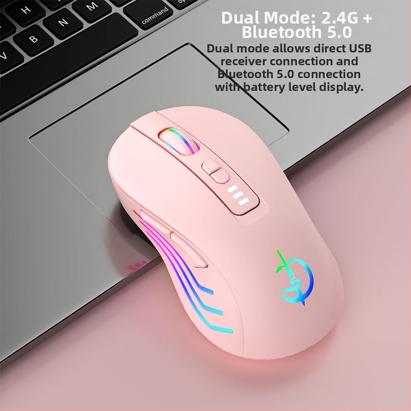 Bezvadu pele M900, 7 pogas, 2400 DPI optiskais sensora, Bluetooth 5.0 dubult režīms, uzlādējama