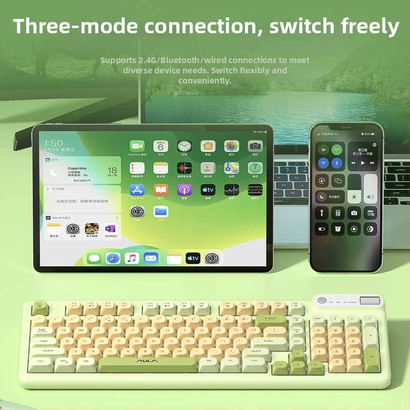 F3198 Číselná klávesnica s trojmódovou konektivitou, USB/2.4G, RGB podsvietenie, tichý chod