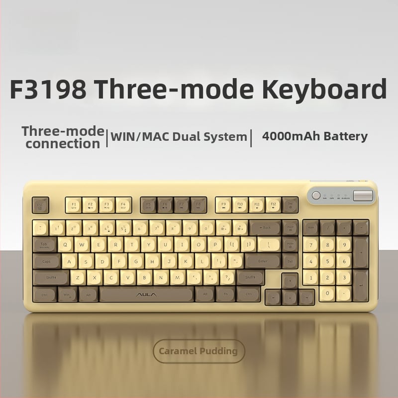 F3198 Číselná klávesnica s trojmódovou konektivitou, USB/2.4G, RGB podsvietenie, tichý chod