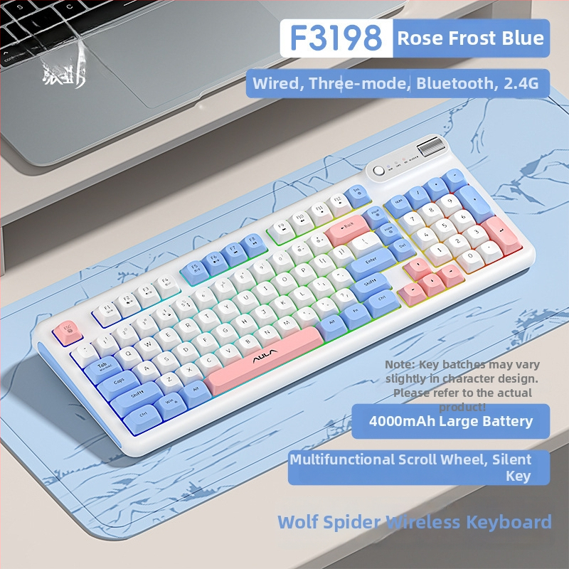 F3198 Číselná klávesnica s trojmódovou konektivitou, USB/2.4G, RGB podsvietenie, tichý chod