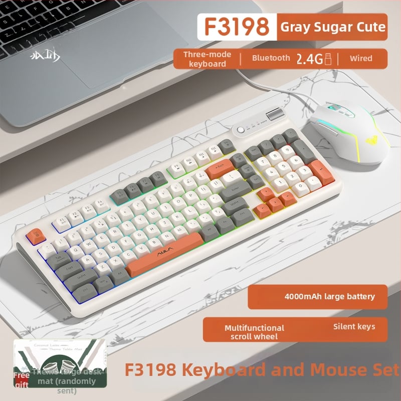 F3198 Číselná klávesnica s trojmódovou konektivitou, USB/2.4G, RGB podsvietenie, tichý chod