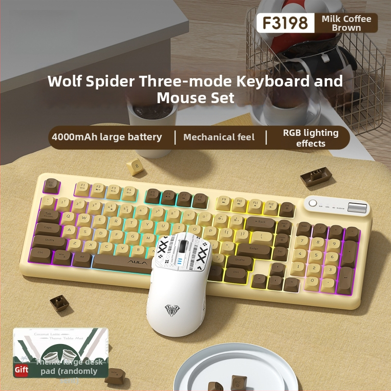 F3198 Číselná klávesnica s trojmódovou konektivitou, USB/2.4G, RGB podsvietenie, tichý chod