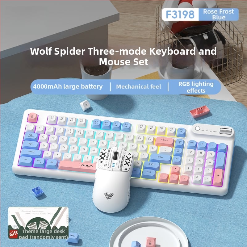 F3198 Číselná klávesnica s trojmódovou konektivitou, USB/2.4G, RGB podsvietenie, tichý chod