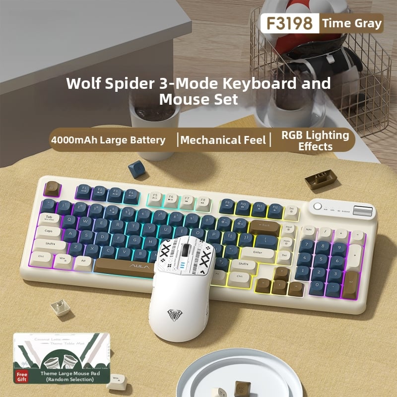 F3198 Číselná klávesnica s trojmódovou konektivitou, USB/2.4G, RGB podsvietenie, tichý chod