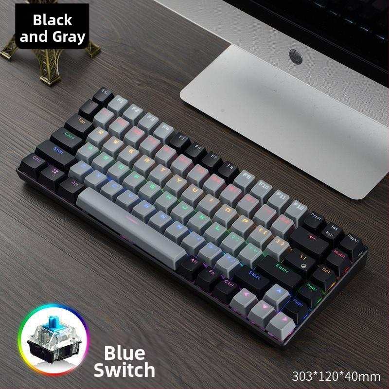 Mechanická klávesnica s 84 klávesami, plný rollover klávesov, pre hry