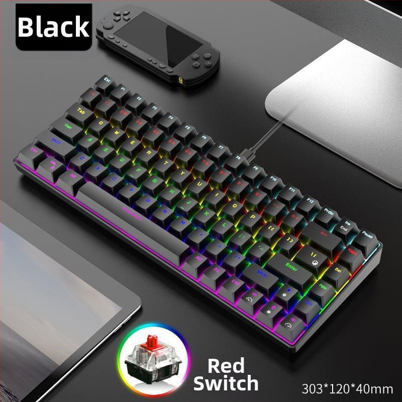 Mechanická klávesnica s 84 klávesami, plný rollover klávesov, pre hry