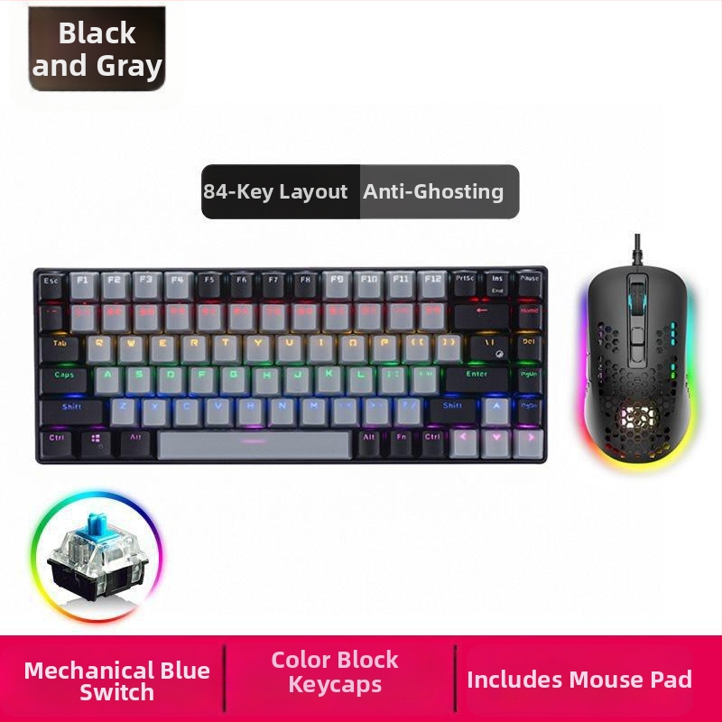 Mechanická klávesnica s 84 klávesami, plný rollover klávesov, pre hry