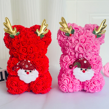 Ursuleț cu trandafiri veșnici – cadou pentru nunți, Varietate: Trandafir, Material principal: trandafir, Ocazii: nuntă, zile de naștere