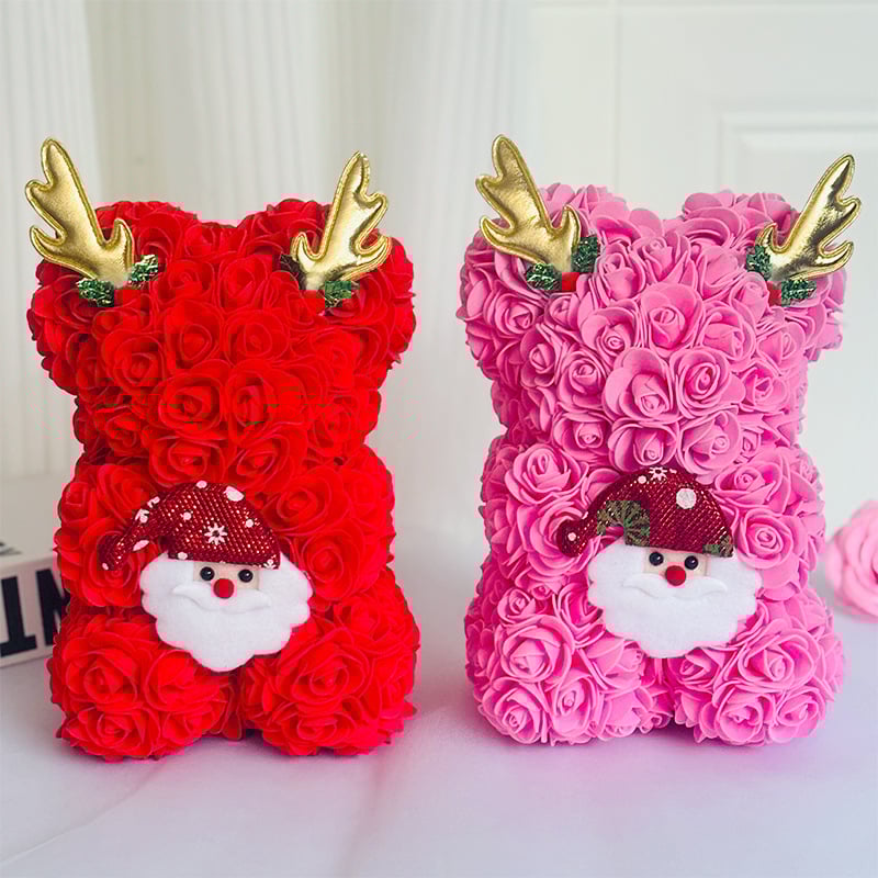 Ursuleț cu trandafiri veșnici – cadou pentru nunți, Varietate: Trandafir, Material principal: trandafir, Ocazii: nuntă, zile de naștere