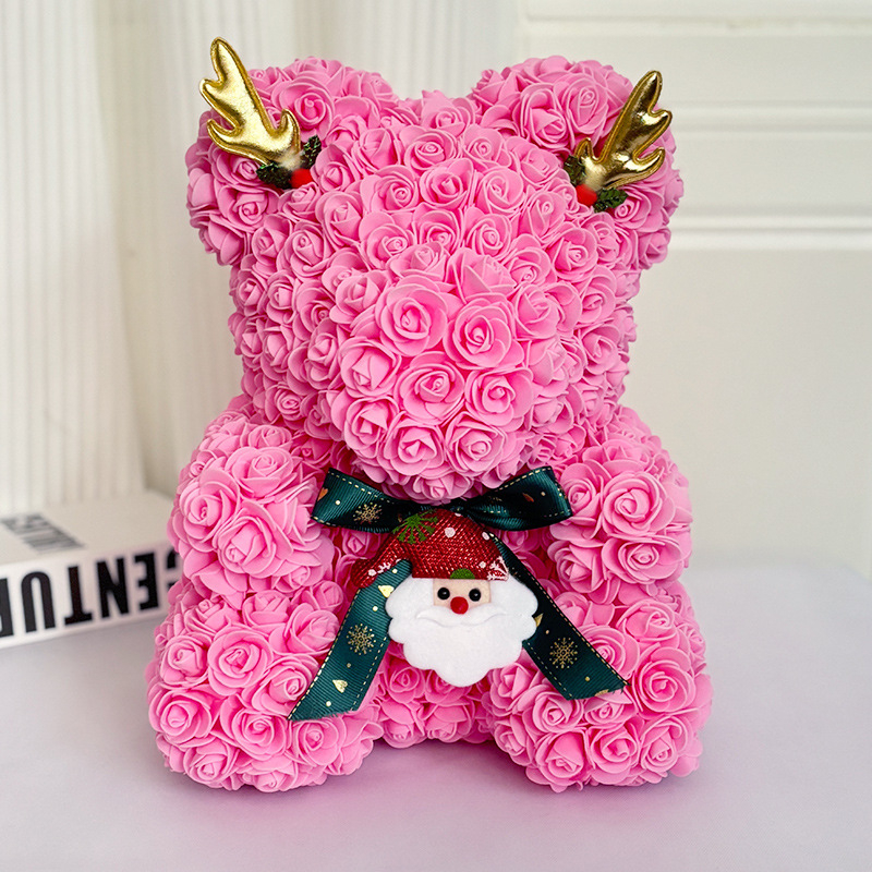 Ursuleț cu trandafiri veșnici – cadou pentru nunți, Varietate: Trandafir, Material principal: trandafir, Ocazii: nuntă, zile de naștere