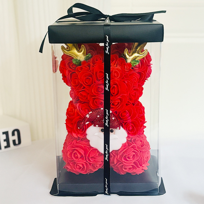 Ursuleț cu trandafiri veșnici – cadou pentru nunți, Varietate: Trandafir, Material principal: trandafir, Ocazii: nuntă, zile de naștere