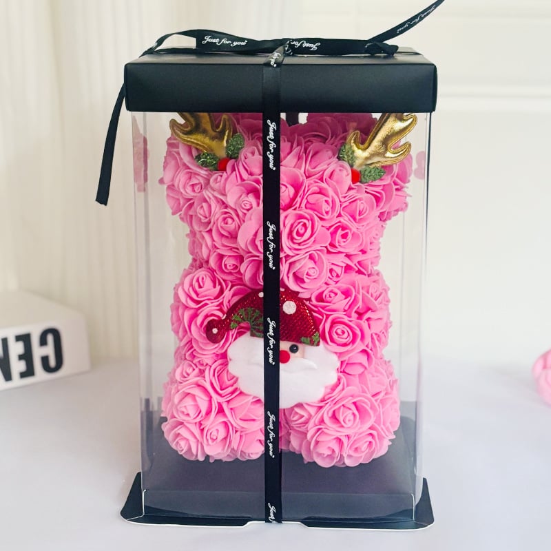 Ursuleț cu trandafiri veșnici – cadou pentru nunți, Varietate: Trandafir, Material principal: trandafir, Ocazii: nuntă, zile de naștere