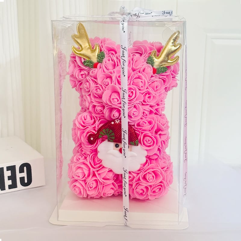 Ursuleț cu trandafiri veșnici – cadou pentru nunți, Varietate: Trandafir, Material principal: trandafir, Ocazii: nuntă, zile de naștere