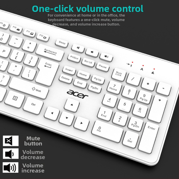 Acer Set tastatură și mouse fără fir USB, senzor optic 1200dpi, rezistent la apă, ergonomic