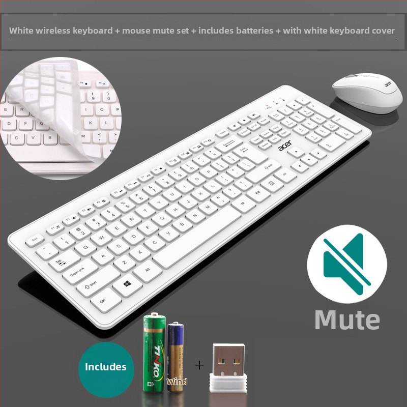 Acer Set tastatură și mouse fără fir USB, senzor optic 1200dpi, rezistent la apă, ergonomic