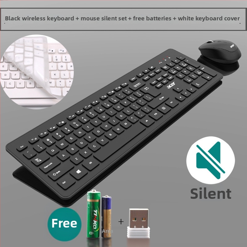 Acer Set tastatură și mouse fără fir USB, senzor optic 1200dpi, rezistent la apă, ergonomic