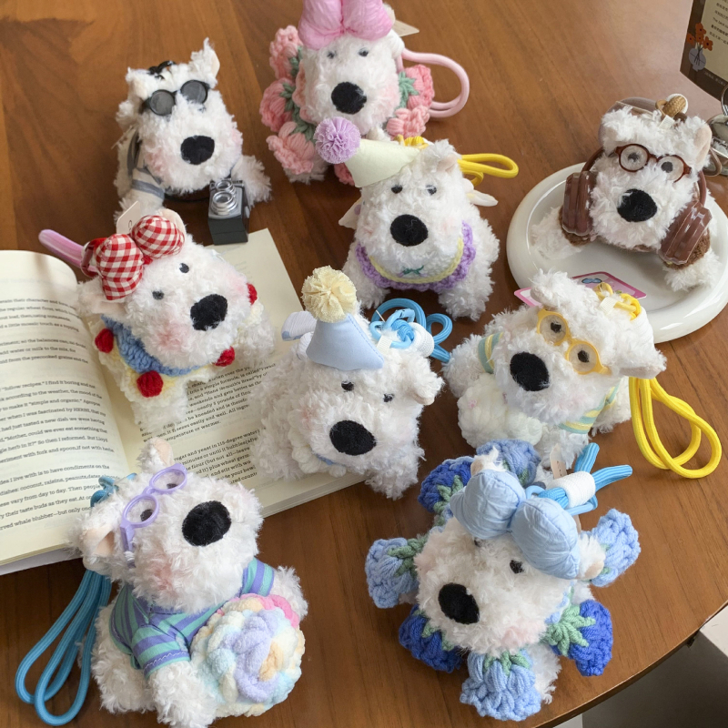 Pandantiv de pluș pentru chei cu West Highland Terrier — design drăguț de animal, vară 2025, procesare semi-manuală, origine Jinhua