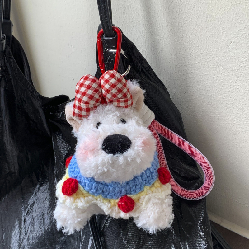 Pandantiv de pluș pentru chei cu West Highland Terrier — design drăguț de animal, vară 2025, procesare semi-manuală, origine Jinhua