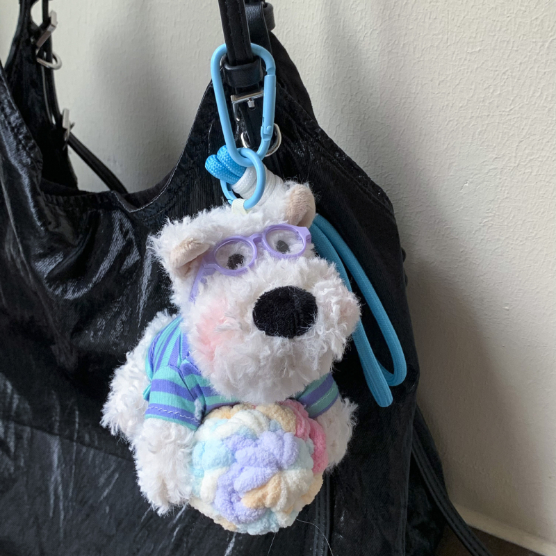 Pandantiv de pluș pentru chei cu West Highland Terrier — design drăguț de animal, vară 2025, procesare semi-manuală, origine Jinhua