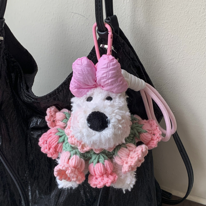 Pandantiv de pluș pentru chei cu West Highland Terrier — design drăguț de animal, vară 2025, procesare semi-manuală, origine Jinhua