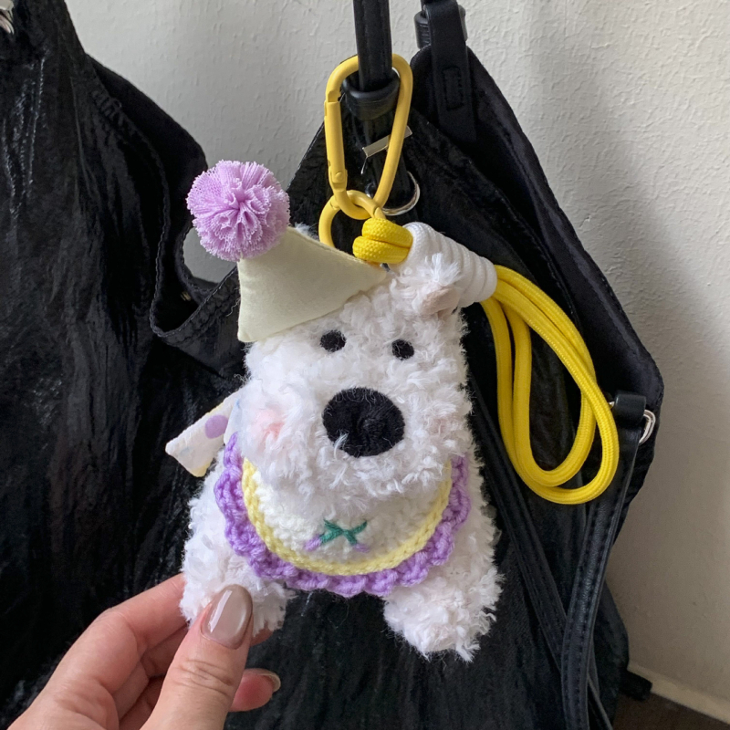 Pandantiv de pluș pentru chei cu West Highland Terrier — design drăguț de animal, vară 2025, procesare semi-manuală, origine Jinhua