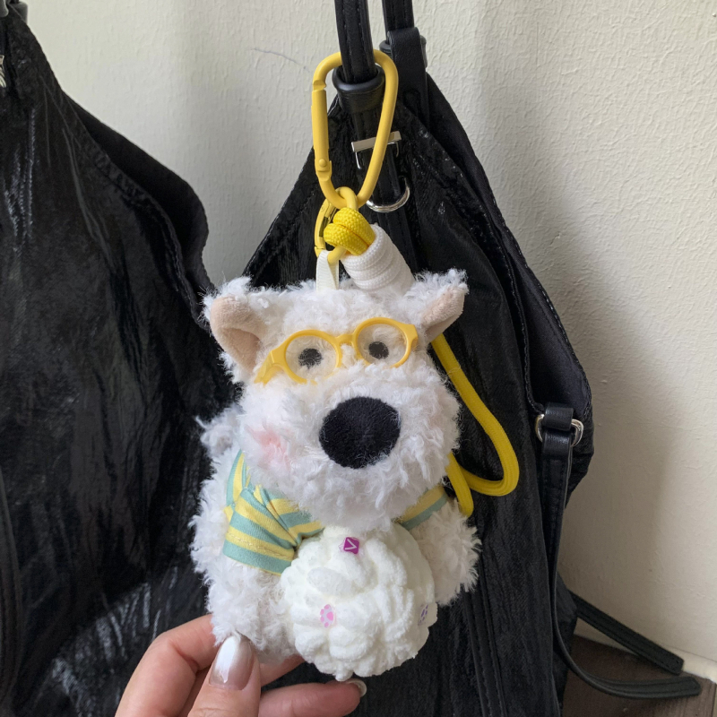 Pandantiv de pluș pentru chei cu West Highland Terrier — design drăguț de animal, vară 2025, procesare semi-manuală, origine Jinhua
