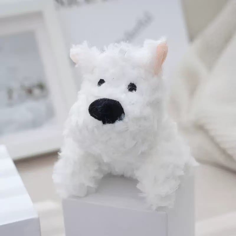 Pandantiv de pluș pentru chei cu West Highland Terrier — design drăguț de animal, vară 2025, procesare semi-manuală, origine Jinhua