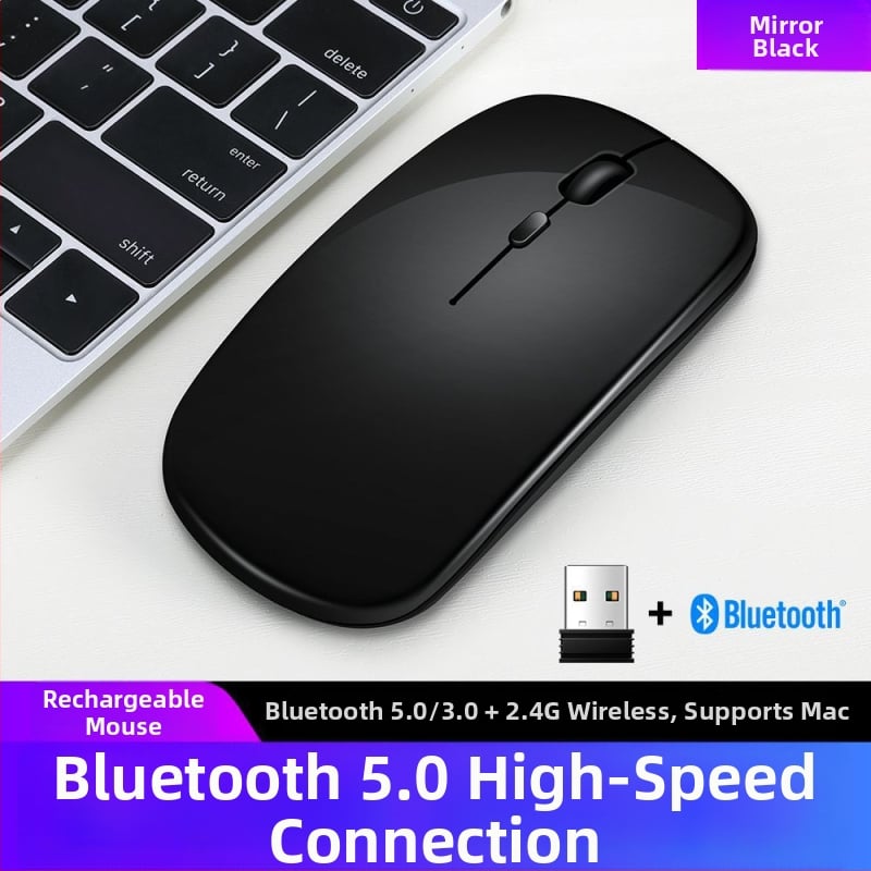 Thunderwolf Q20 безжична Bluetooth мишка - двоен режим (Bluetooth + 2.4 GHz), презареждаща се, 2000 DPI, 3 бутона, ергономична