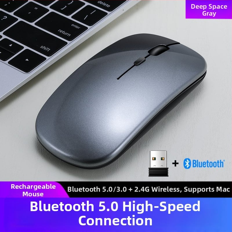 Thunderwolf Q20 безжична Bluetooth мишка - двоен режим (Bluetooth + 2.4 GHz), презареждаща се, 2000 DPI, 3 бутона, ергономична