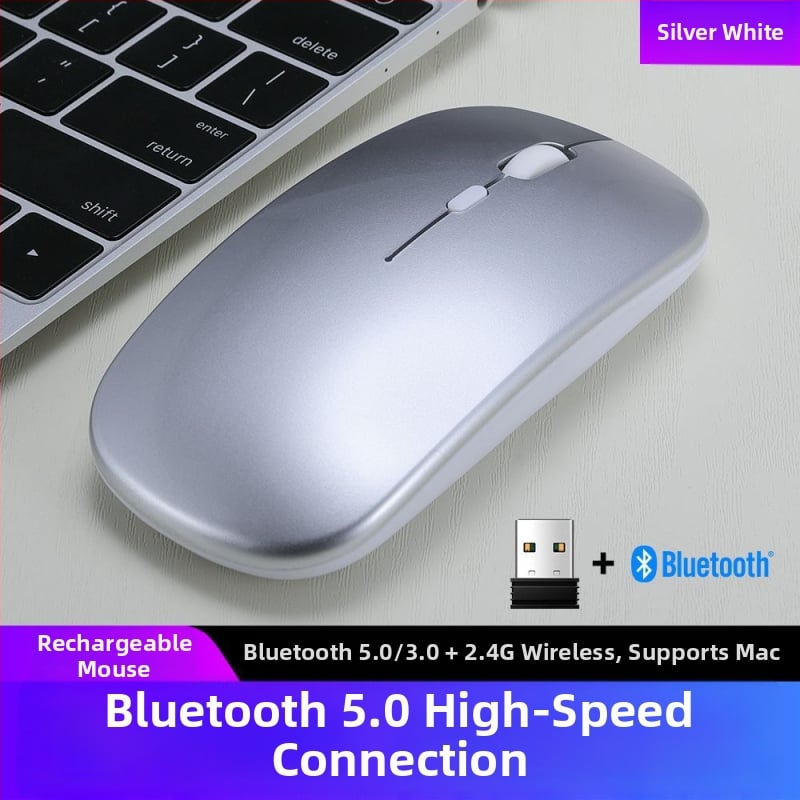 Thunderwolf Q20 безжична Bluetooth мишка - двоен режим (Bluetooth + 2.4 GHz), презареждаща се, 2000 DPI, 3 бутона, ергономична