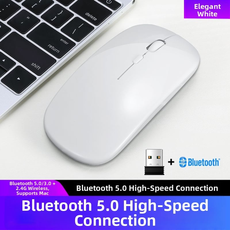 Thunderwolf Q20 безжична Bluetooth мишка - двоен режим (Bluetooth + 2.4 GHz), презареждаща се, 2000 DPI, 3 бутона, ергономична