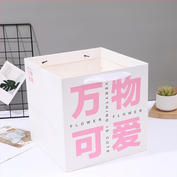 Kvadrātveida dāvanu papīra soma ar krāsu drukāšanu, no 250 g balta kartona, universāla iepakojuma soma