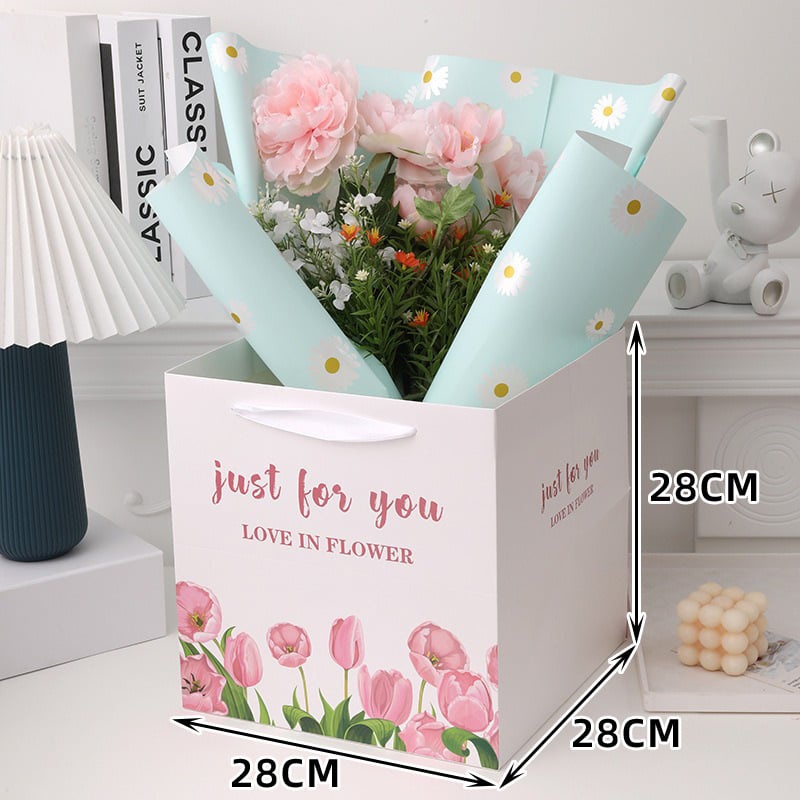 Geantă de cadouri din carton alb de 250 g, imprimare coloră, pentru ambalare universală