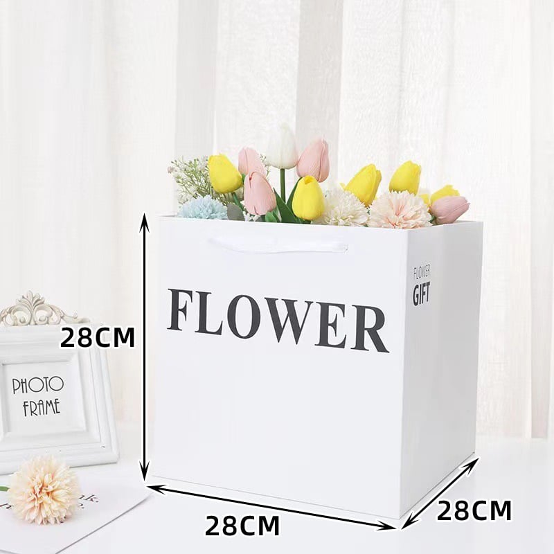 Geantă de cadouri din carton alb de 250 g, imprimare coloră, pentru ambalare universală