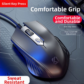 Оптична USB проводна мишка, 1000 DPI, 2 бутона, 5-степенна настройка DPI, подходяща за гейминг и офис