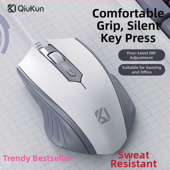 Оптична USB проводна мишка, 1000 DPI, 2 бутона, 5-степенна настройка DPI, подходяща за гейминг и офис