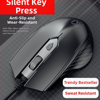 Оптична USB проводна мишка, 1000 DPI, 2 бутона, 5-степенна настройка DPI, подходяща за гейминг и офис