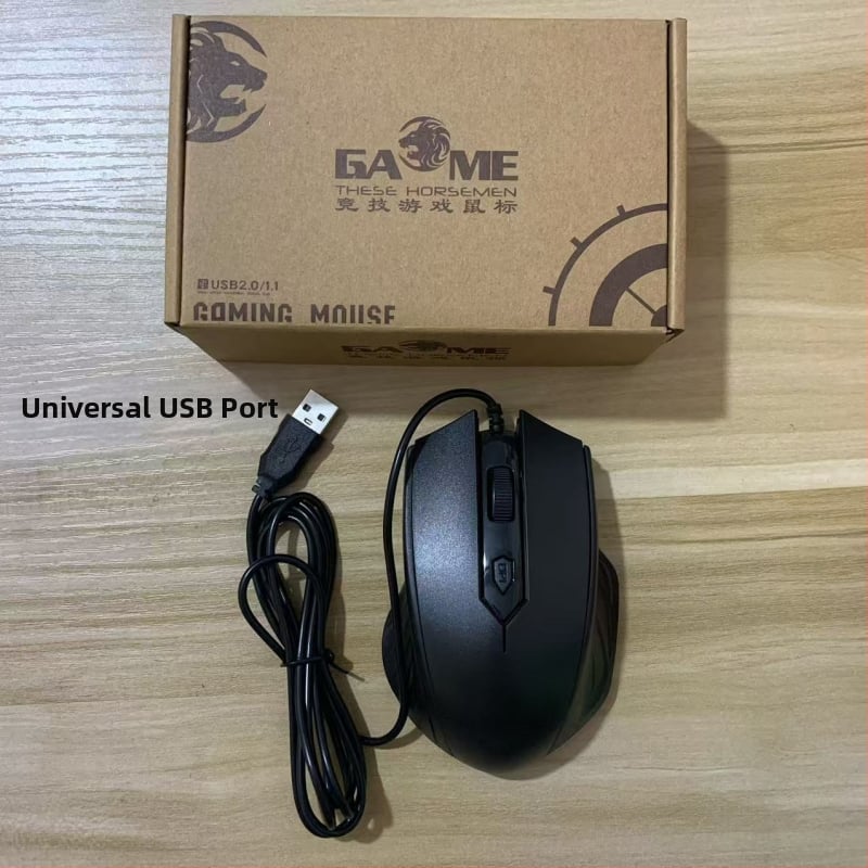 Оптична USB проводна мишка, 1000 DPI, 2 бутона, 5-степенна настройка DPI, подходяща за гейминг и офис