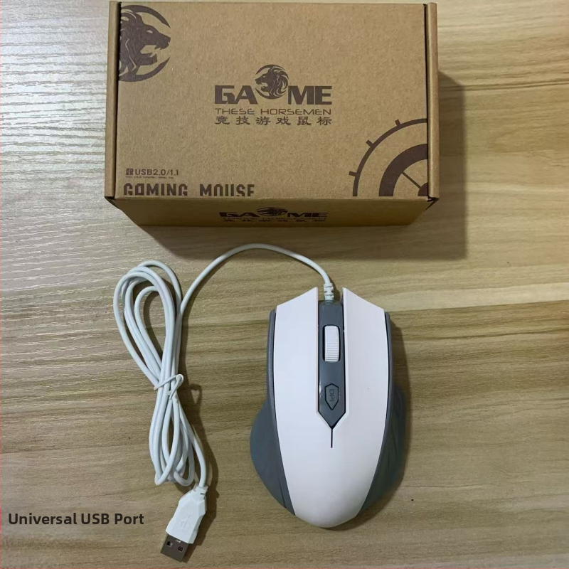 Оптична USB проводна мишка, 1000 DPI, 2 бутона, 5-степенна настройка DPI, подходяща за гейминг и офис