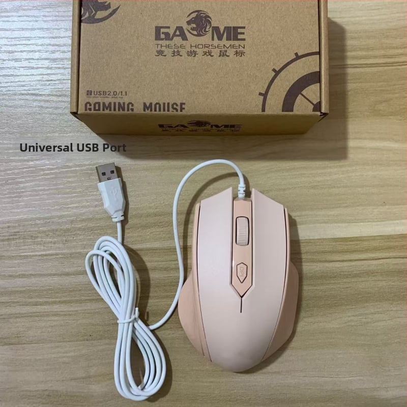 Оптична USB проводна мишка, 1000 DPI, 2 бутона, 5-степенна настройка DPI, подходяща за гейминг и офис